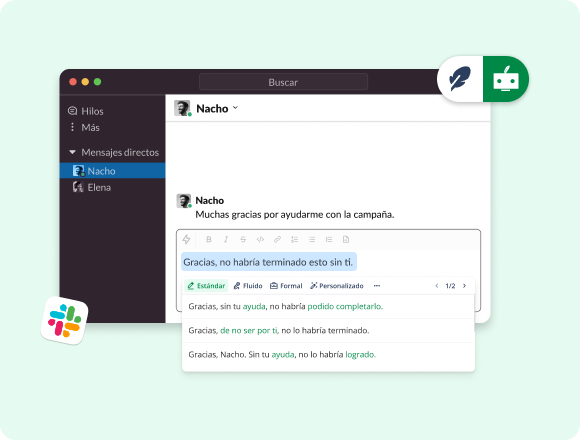 QuillBot para macOS funciona en Slack