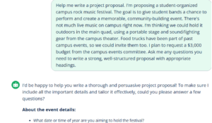 Project proposal generator example prompt