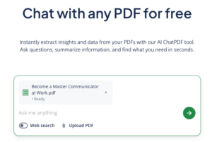 Uploading a file to QuillBot's ChatPDF tool