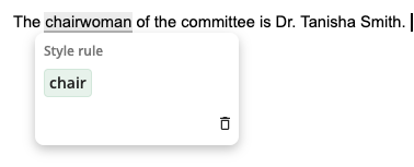 Example of word replacement with the QuillBot style guide