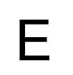 Capital letter E in a sans serif font