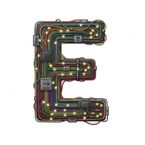 Electric wires and circuits in the shape of a capital letter E