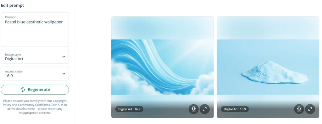 AI-generated pastel blue aesthetic wallpaper