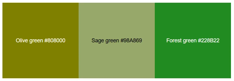 Olive green comparison