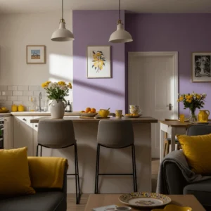 Wohnküche Lavendel Gelb